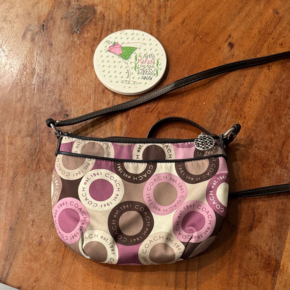 Coach Pink and Brown Crossbody Bag